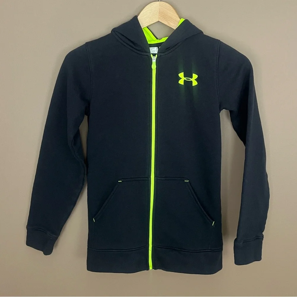 {Under Armour} Sweatshirt Hoodie Jacket in Black - Boys Small